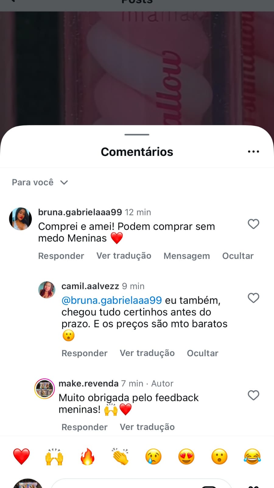 Comentários de clientes sobre a lista
